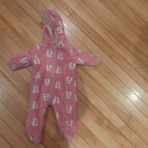 Absorba Pink and White Footies One Piece, 3-6mo